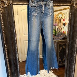 Flying Monkey High Rose Flare Blue Jeans
